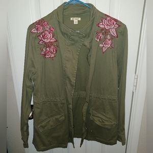 Flower Embroidered Green Jacket, size M